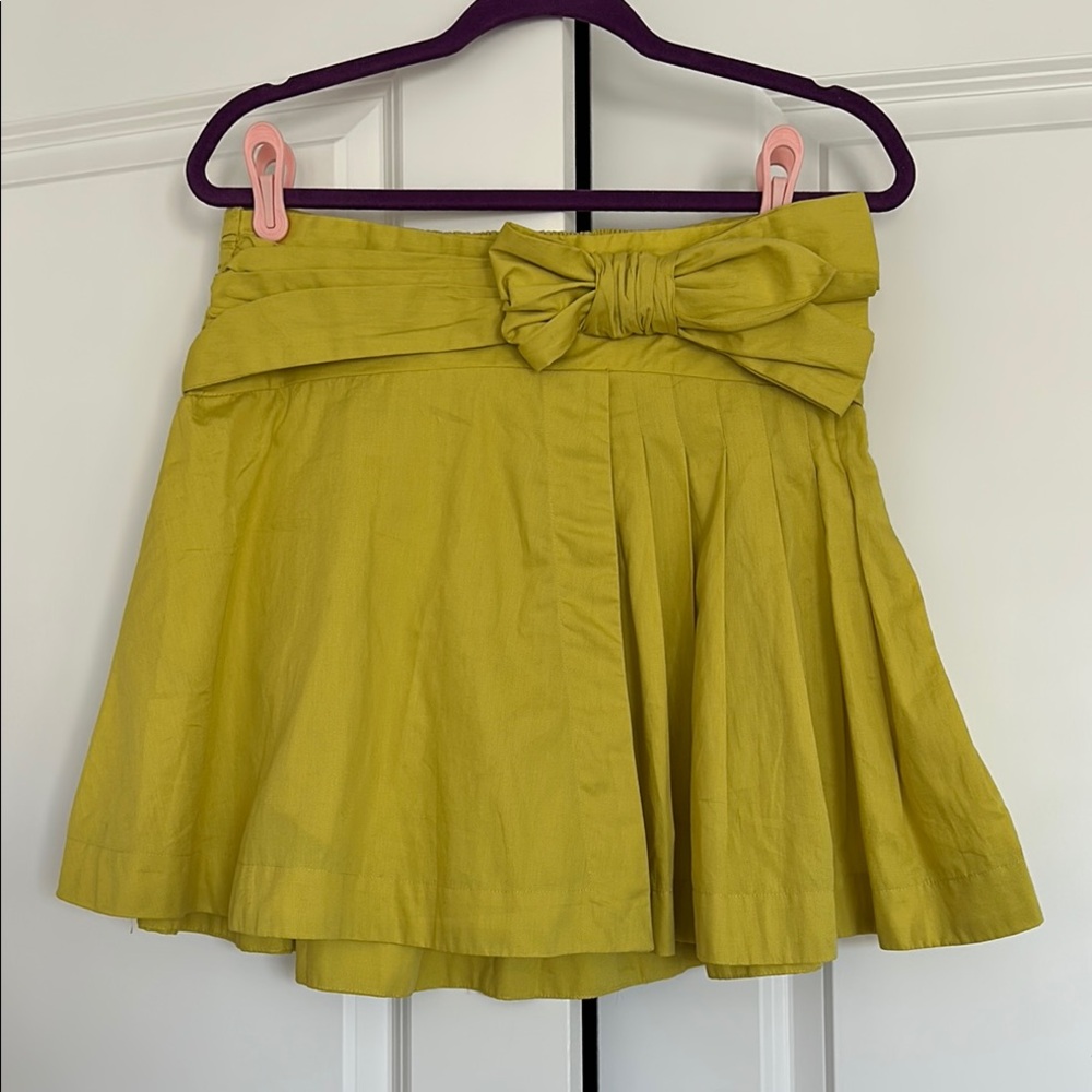🪲NWT🪲 MAEVE by Anthropologie - Chic lemon-lime Green Skirt with Bow Detail